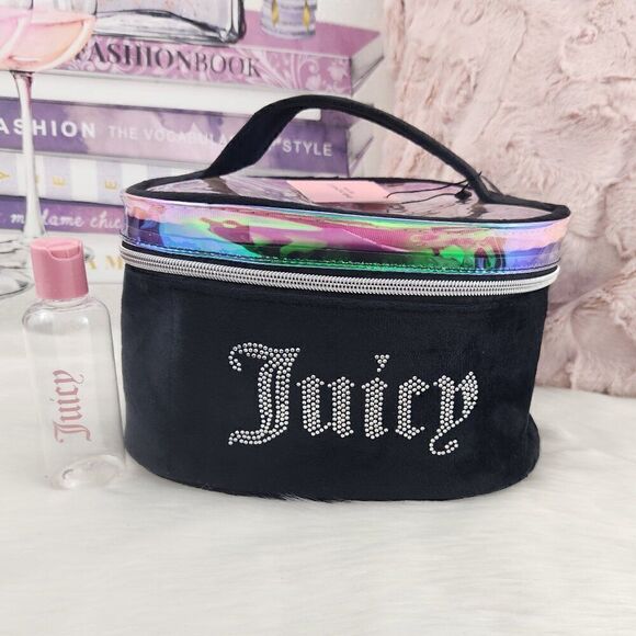 Juicy Couture Handbags - {Juicy Couture} Black Rhinestones Cosmetic Bag Train Case